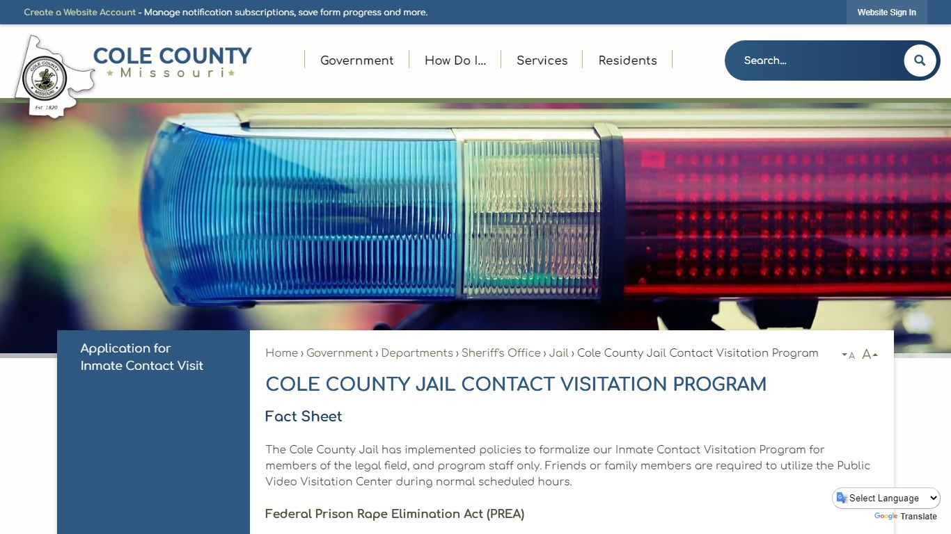 Cole County Jail Contact Visitation Program | Cole County, MO